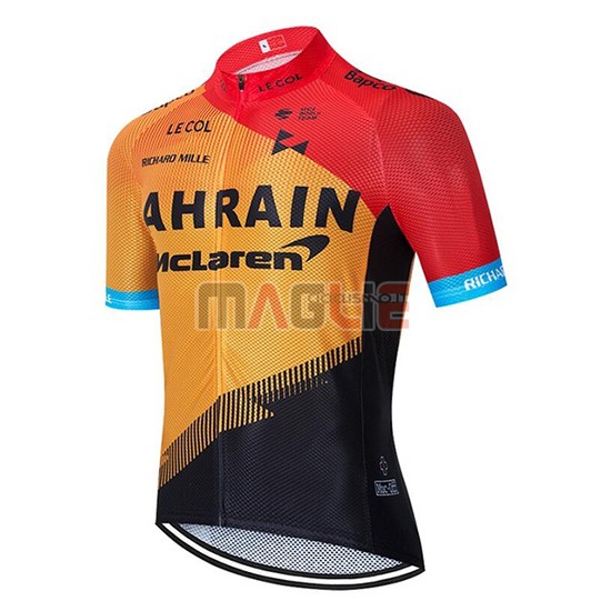 Maglia Bahrain McLaren Manica Corta 2020 Rosso Arancione Nero